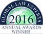 Global Law Experts 2016 Annual Awards Winner